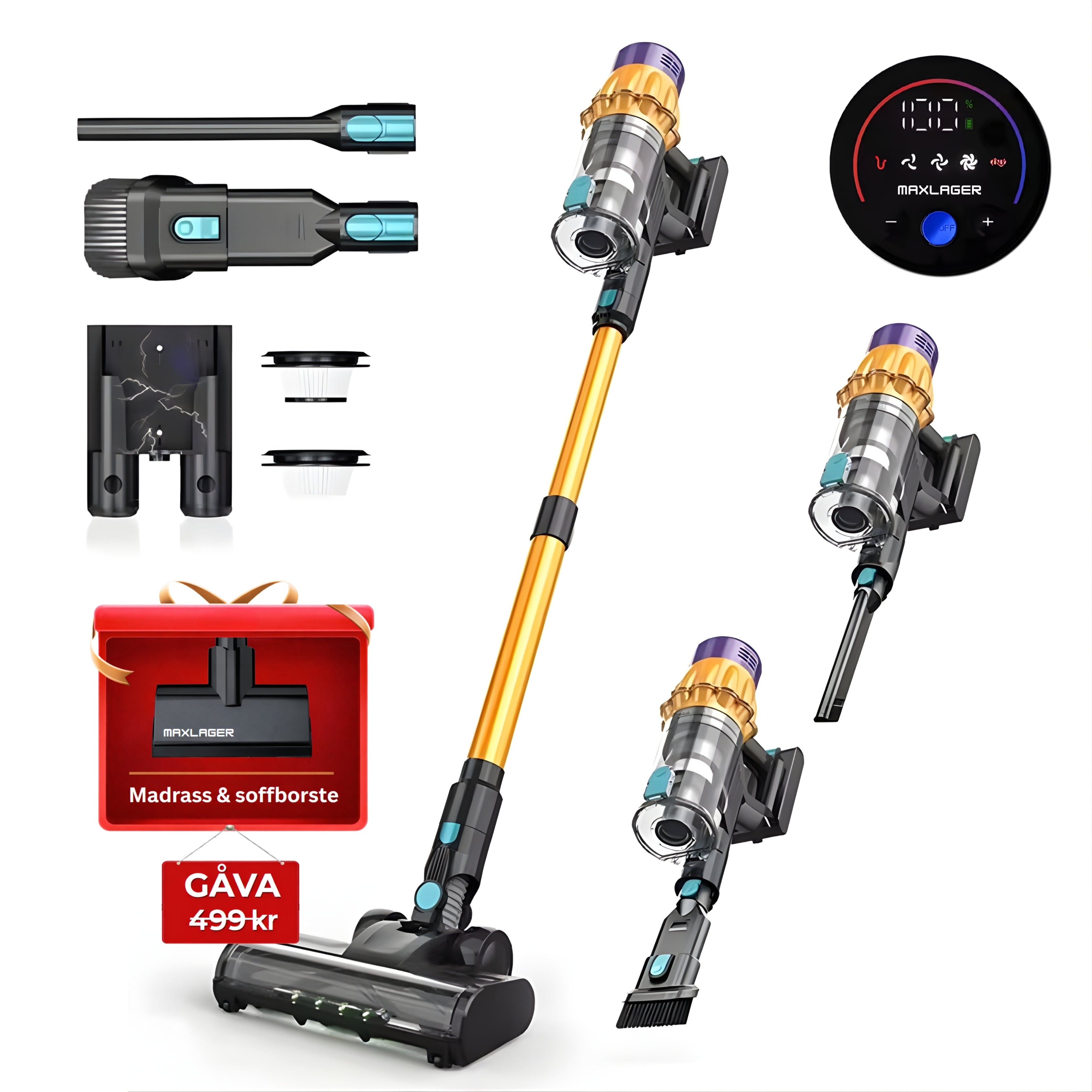 Maxlager V22 - 650W - 55 kPa Aspirateur balai sans fil