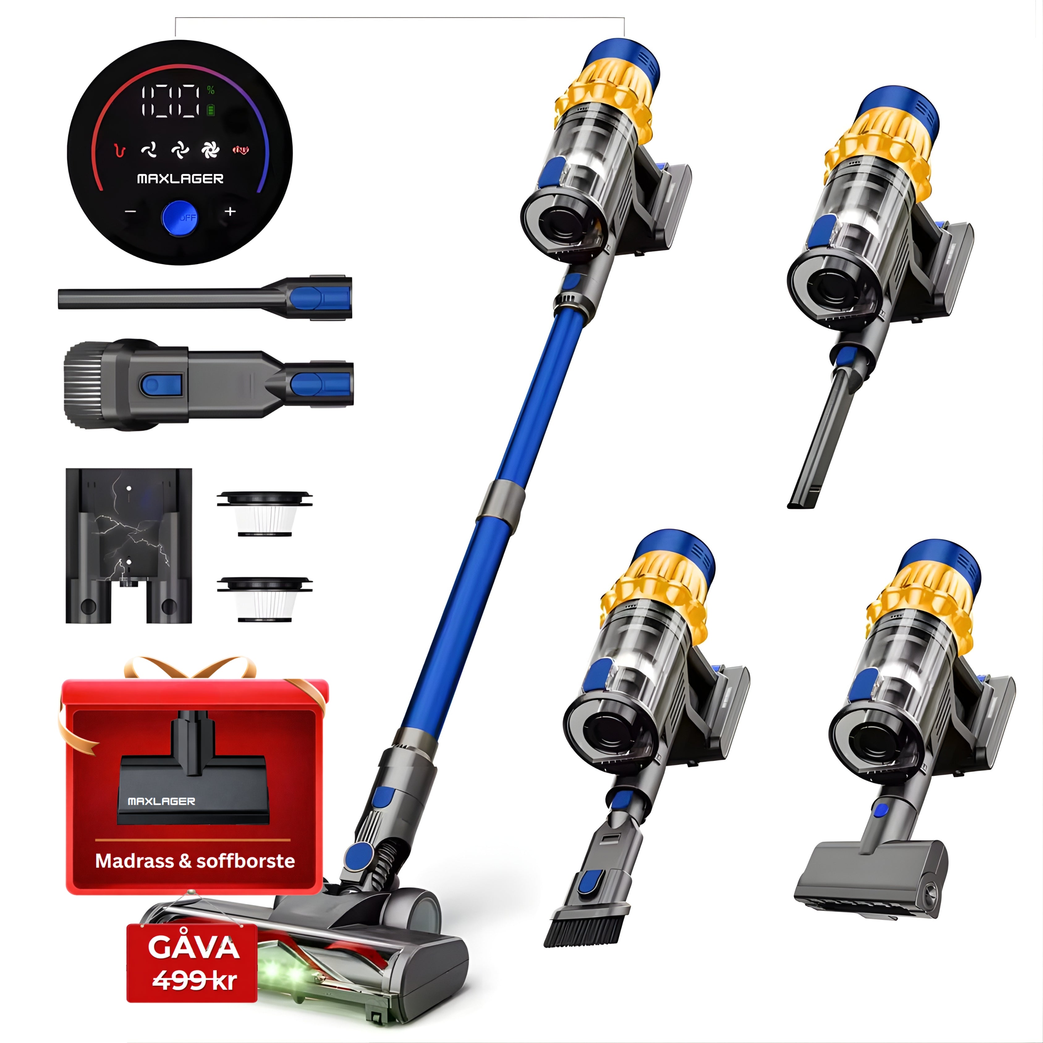 Maxlager V22 - 650W - 55 kPa Aspirateur balai sans fil